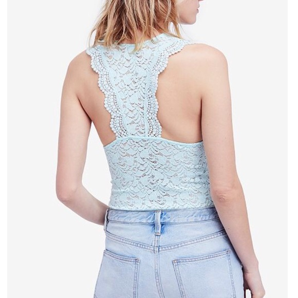 NWT Free People Sure Thang Lace Tank mint green M - Picture 3 of 4